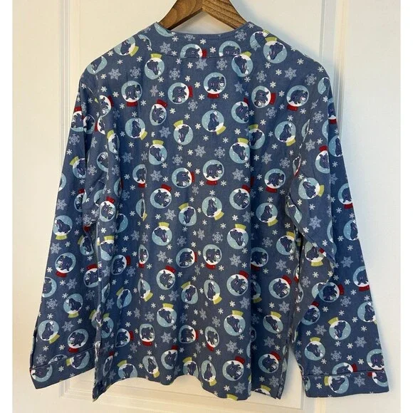 Vintage Disney Store Womens Pajamas Shirt Top Medium Flannel Eeyore Snow Globe - Picture 3 of 11